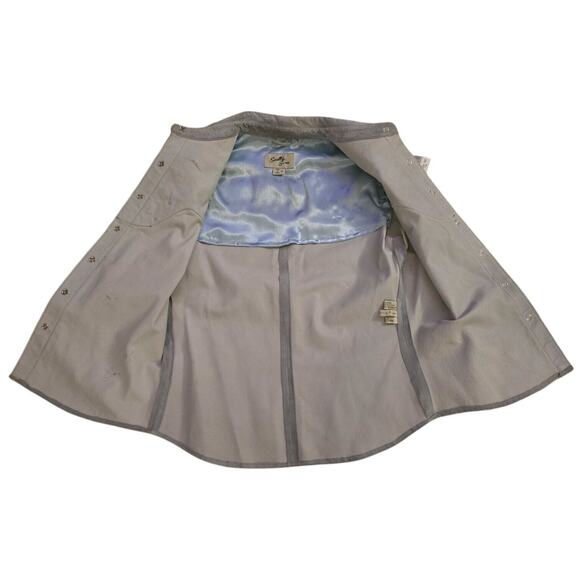 VTG scully leather suede shirt jacket Blue Embroidered Cowgirl Button Up Sz M - Picture 3 of 10